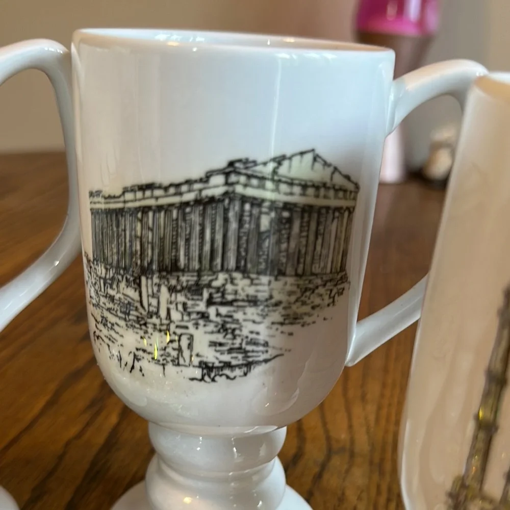 Kayson White Architectural Design Pedestal 5 Mugs Set vintage 1960’s - Picture 5 of 9